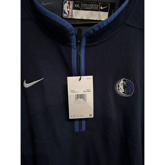 Dallas Mavericks XXL 2XLT Tall 1/2 Zip Pullover Blue Nike - Picture 2 of 6